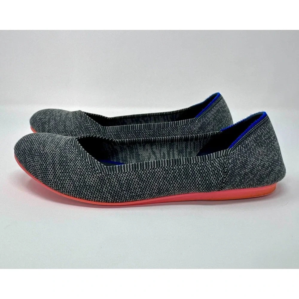 Rothy's The Flat Round Toe‎ Slip On Shoes Women's 9.5 Heathered Gray Pink Sole